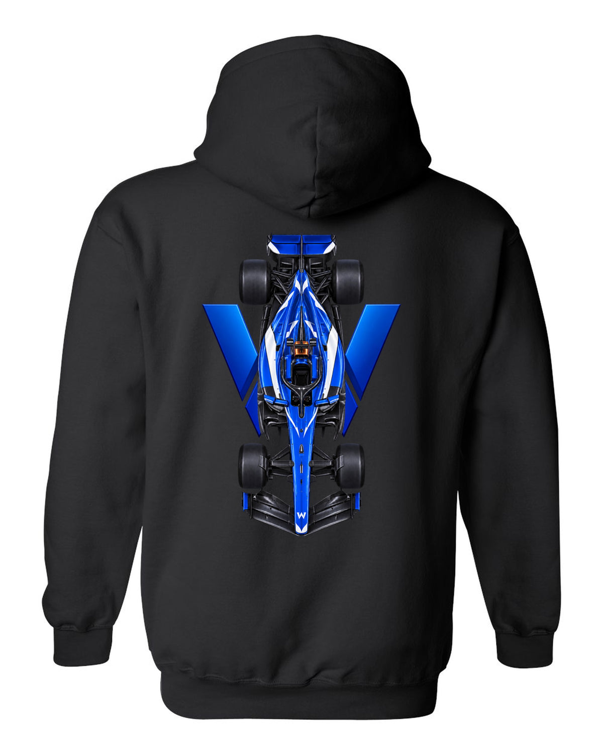 Williams FW48 Formula 1 overhead poster artwork black pull over hoodie back view with the design
