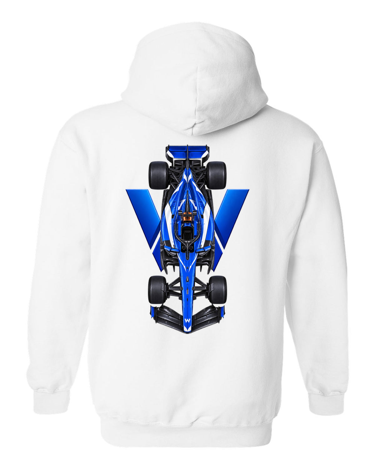 Williams FW48 Formula 1 overhead poster artwork white pull over hoodie back view with the design