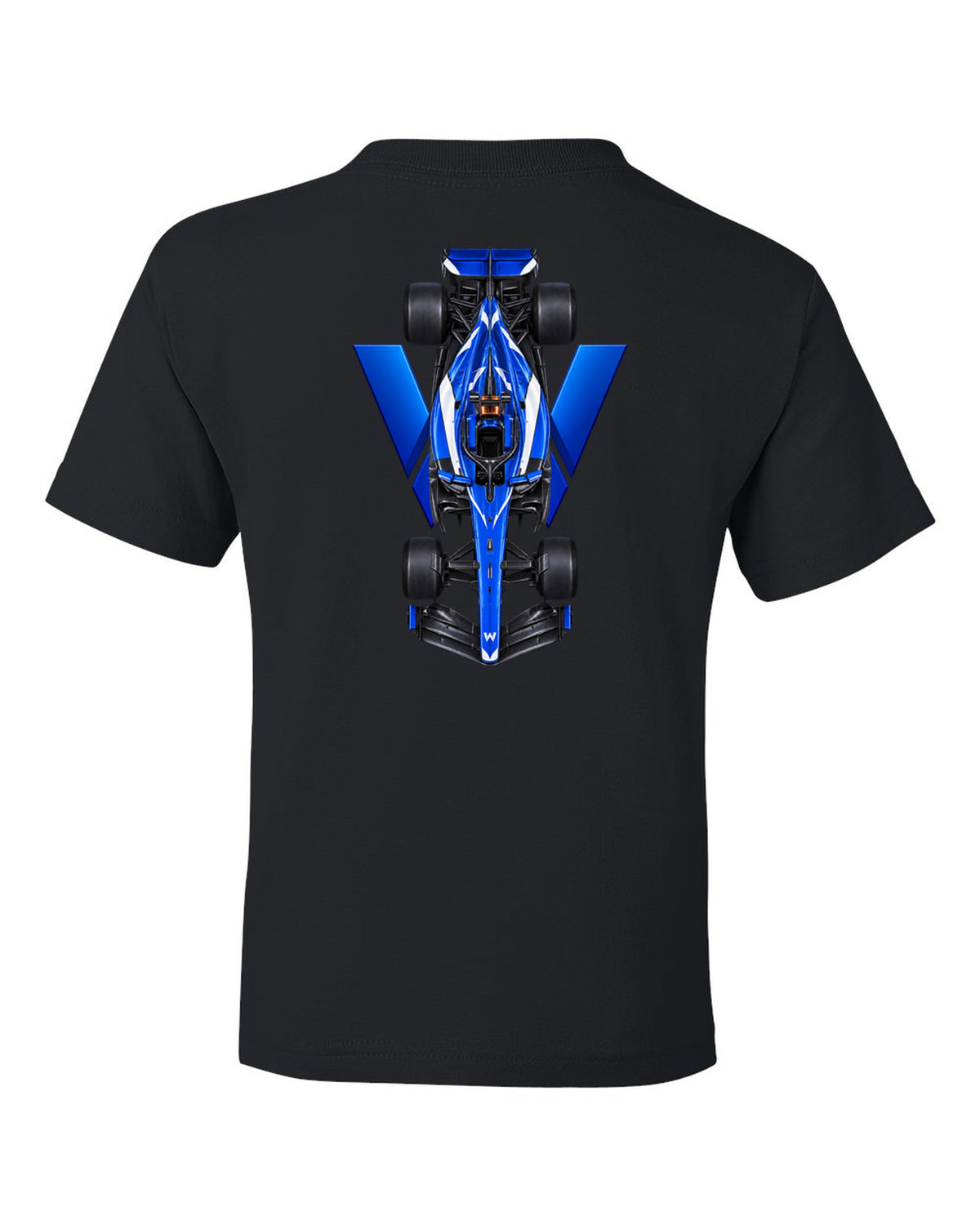Williams FW48 Formula 1 overhead poster artwork black kids tee back view with the design