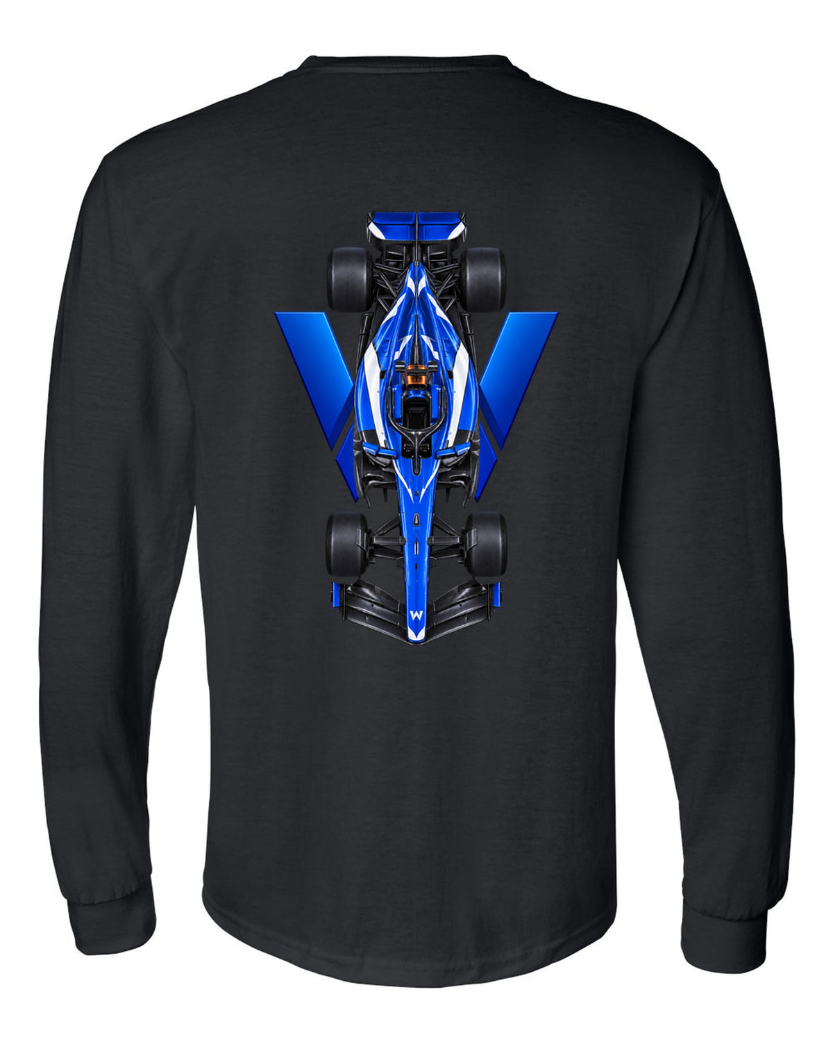 Williams FW48 Formula 1 overhead poster artwork black long sleeve back view with the design