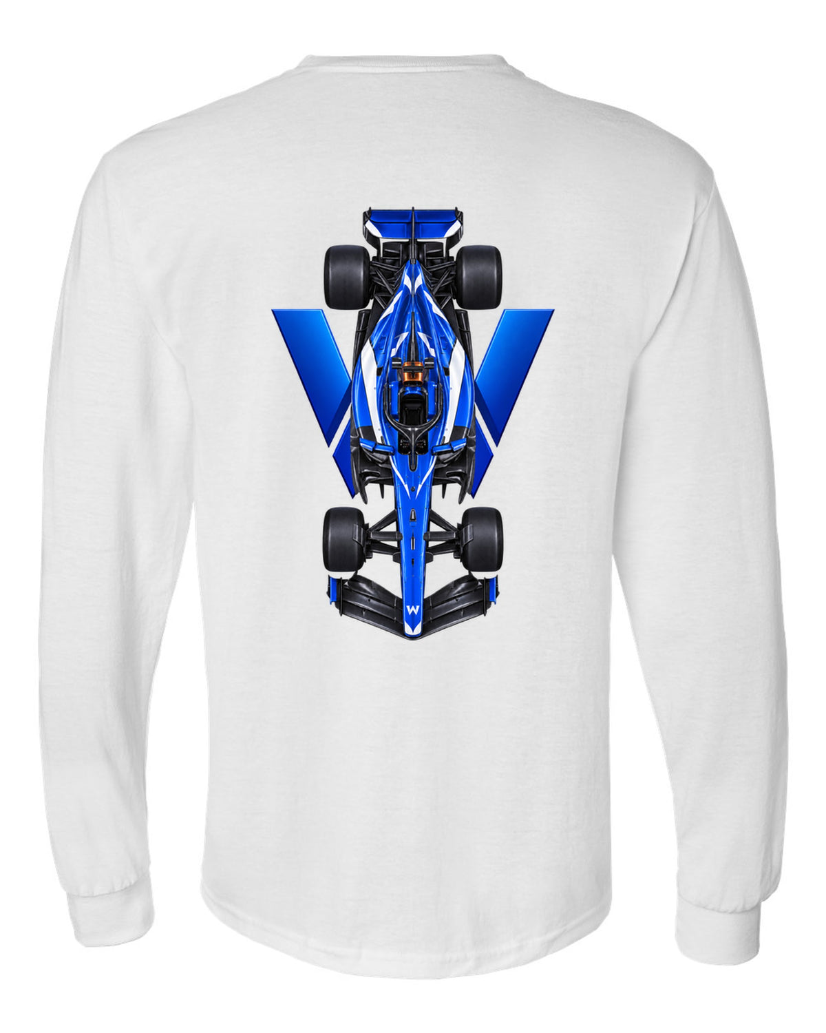 Williams FW48 Formula 1 overhead poster artwork white long sleeve back view with the design