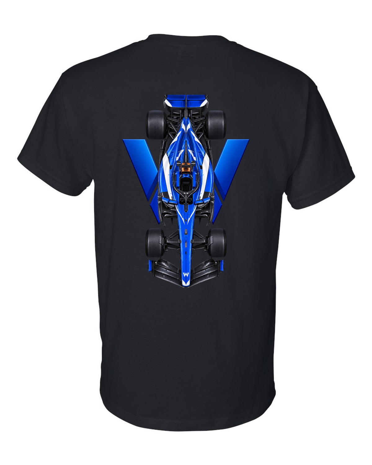 Williams FW48 Formula 1 overhead poster artwork black t-shirt back view with the design