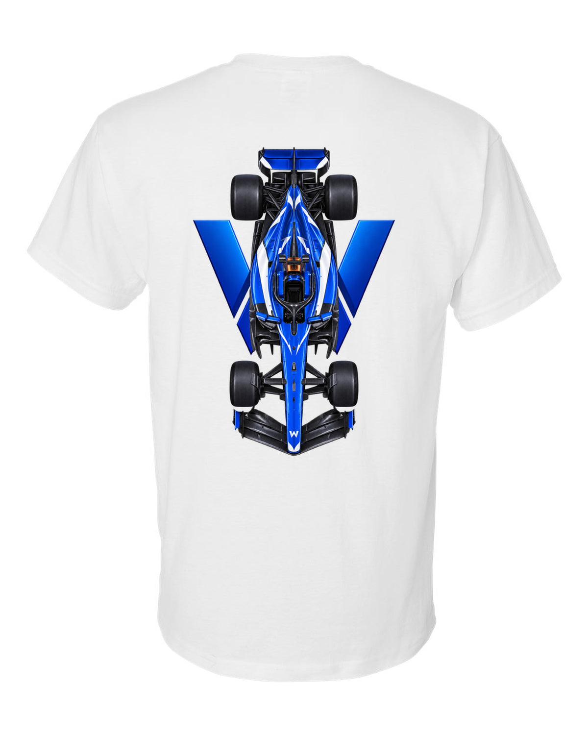 Williams FW48 Formula 1 overhead poster artwork white t-shirt back view with the design