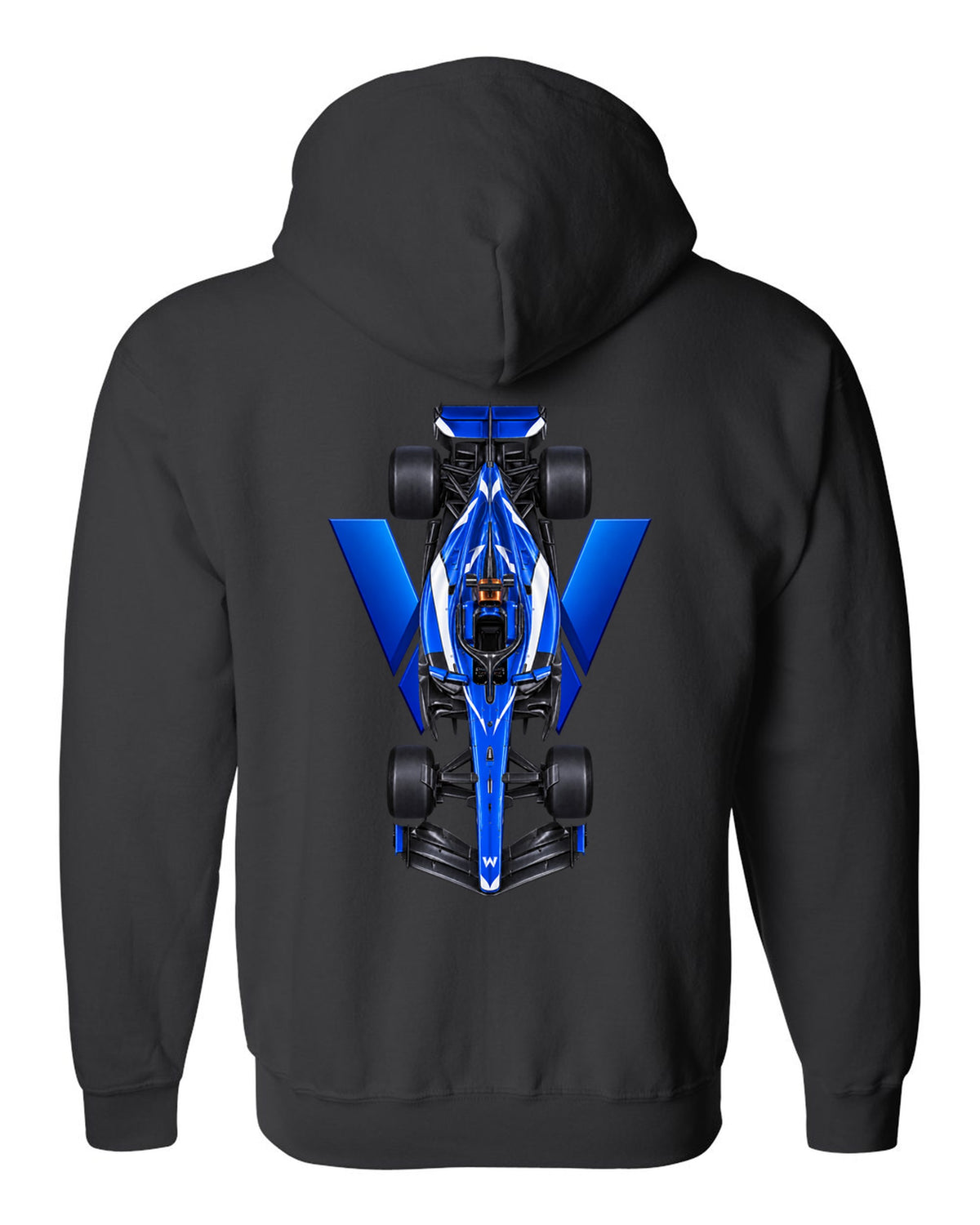 Williams FW48 Formula 1 overhead poster artwork black zip hoodie back view with the design