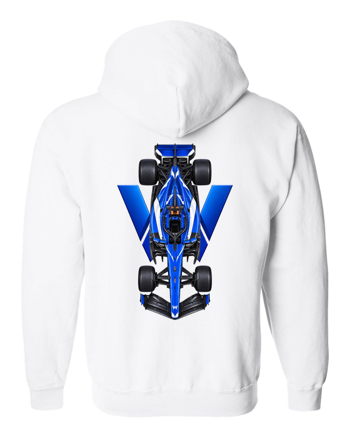 Williams FW48 Formula 1 overhead poster artwork white zip hoodie back view with the design