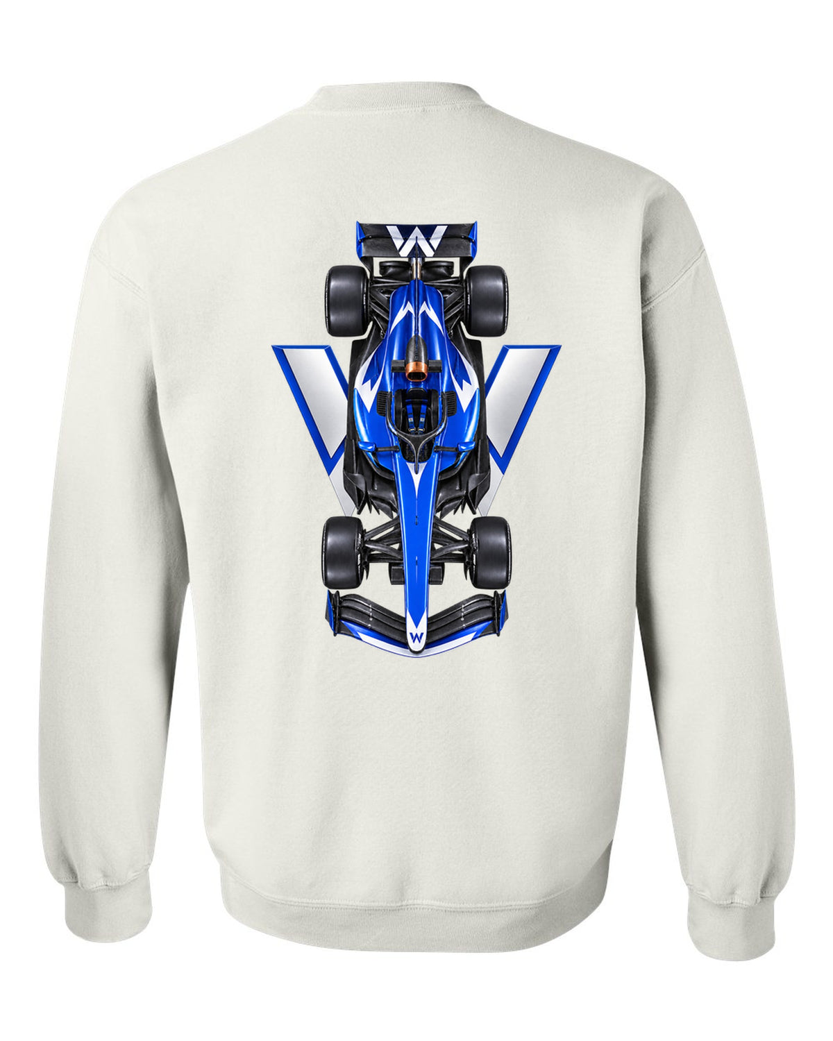 Williams FW48 Formula 1 overhead poster artwork white crewneck back view with the design