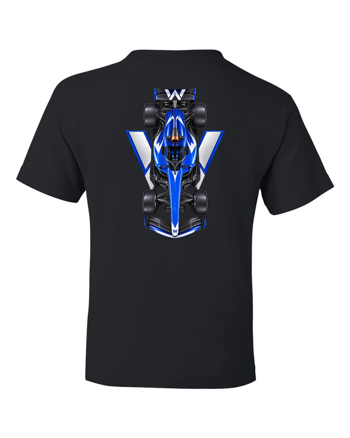 Williams FW48 Formula 1 overhead poster artwork black kids tee back view with the design