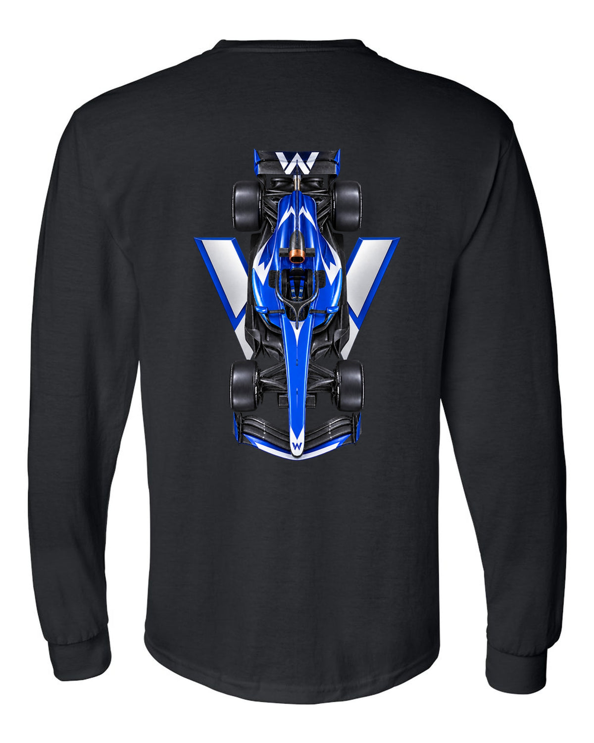 Williams FW48 Formula 1 overhead poster artwork black long sleeve back view with the design