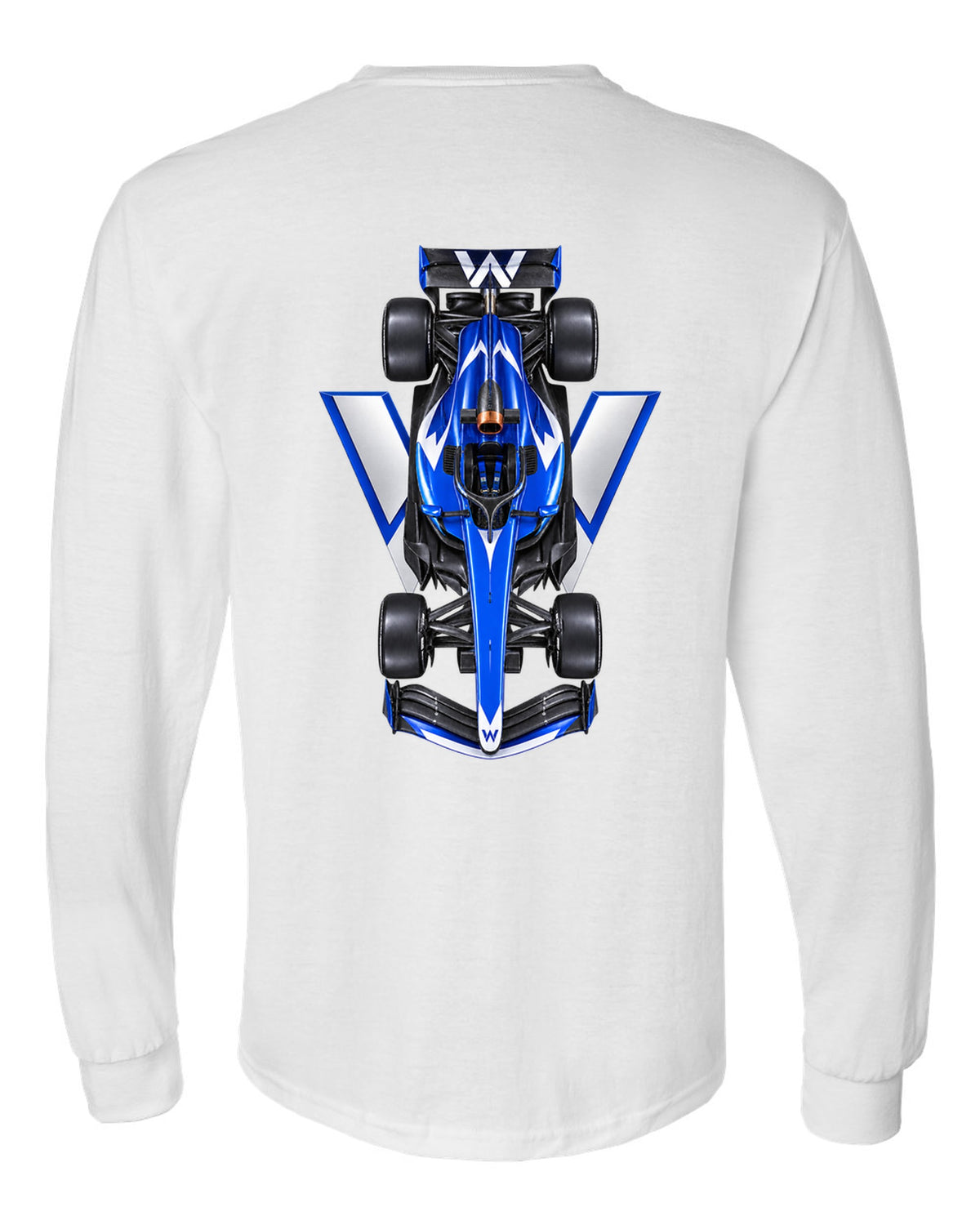Williams FW48 Formula 1 overhead poster artwork white long sleeve back view with the design