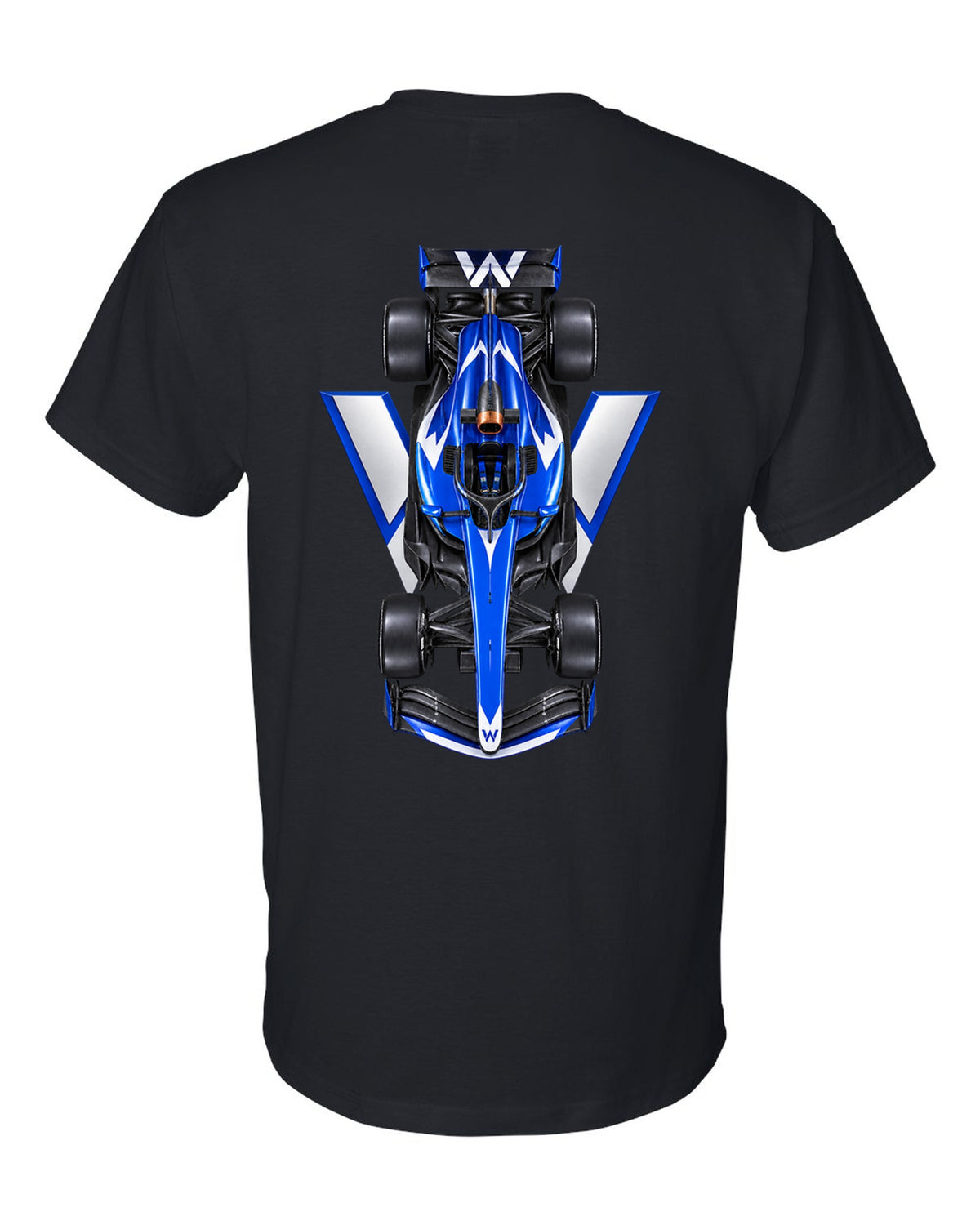 Williams FW48 Formula 1 overhead poster artwork black t-shirt back view with the design