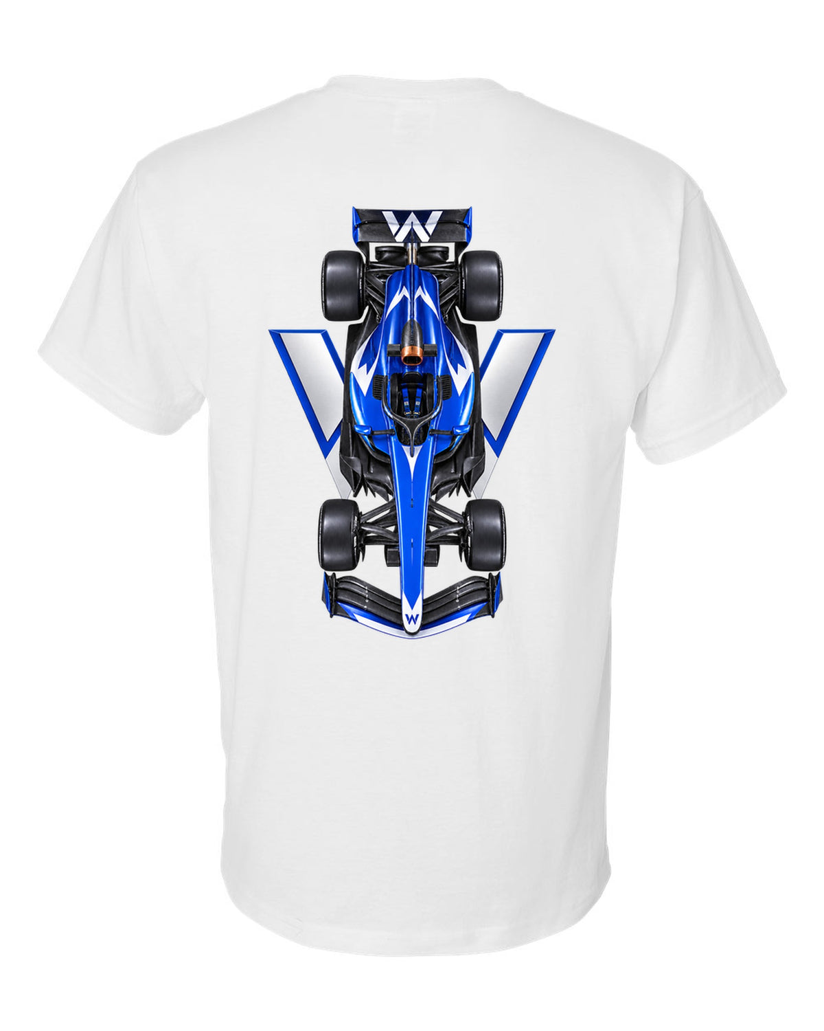 Williams FW48 Formula 1 overhead poster artwork white t-shirt back view with the design