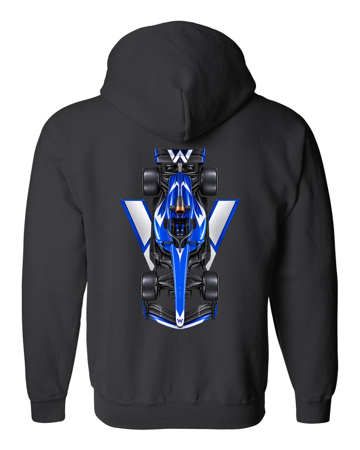 Williams FW48 Formula 1 overhead poster artwork black zip hoodie back view with the design