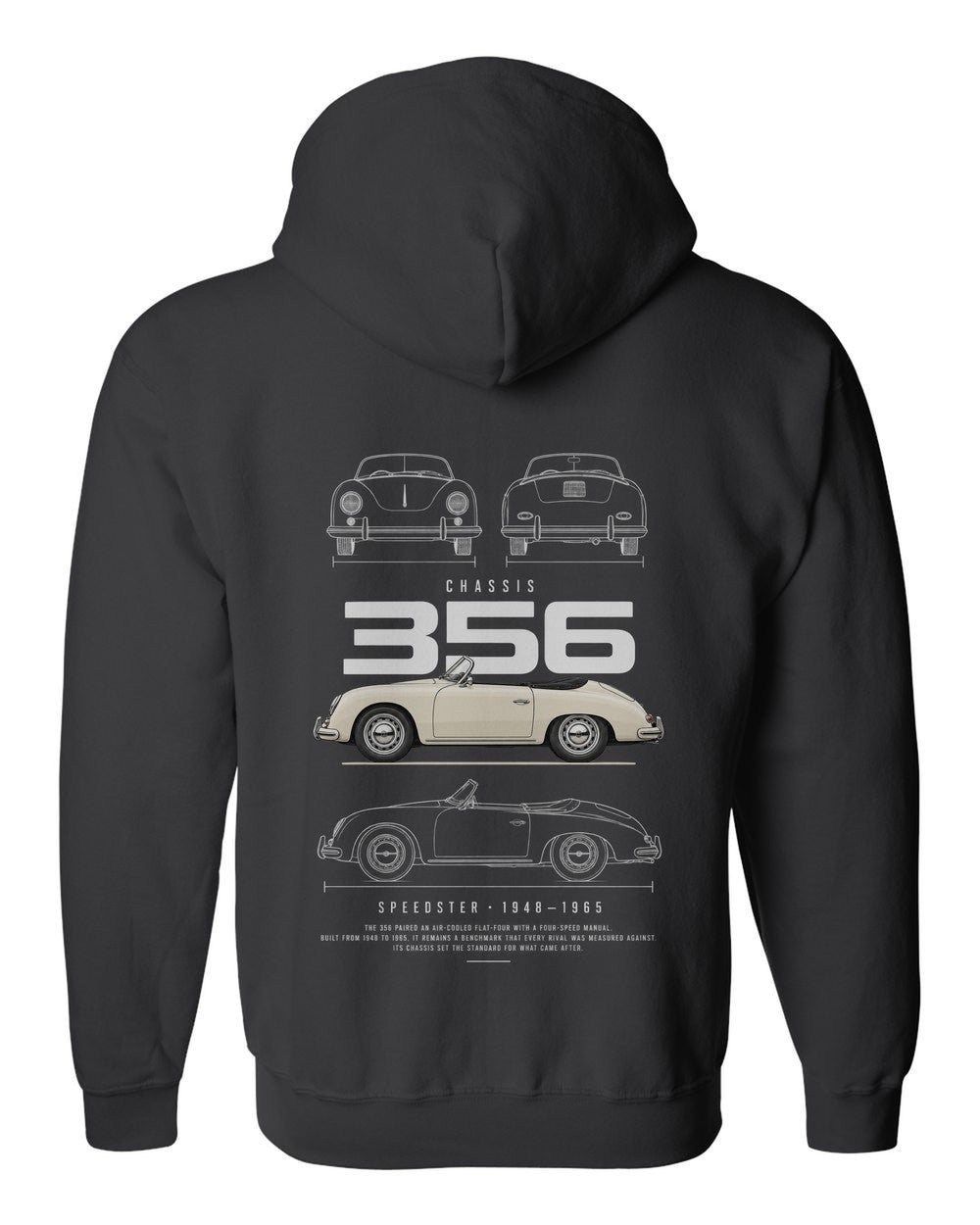 356 full-back artwork black zip hoodie back view with the design