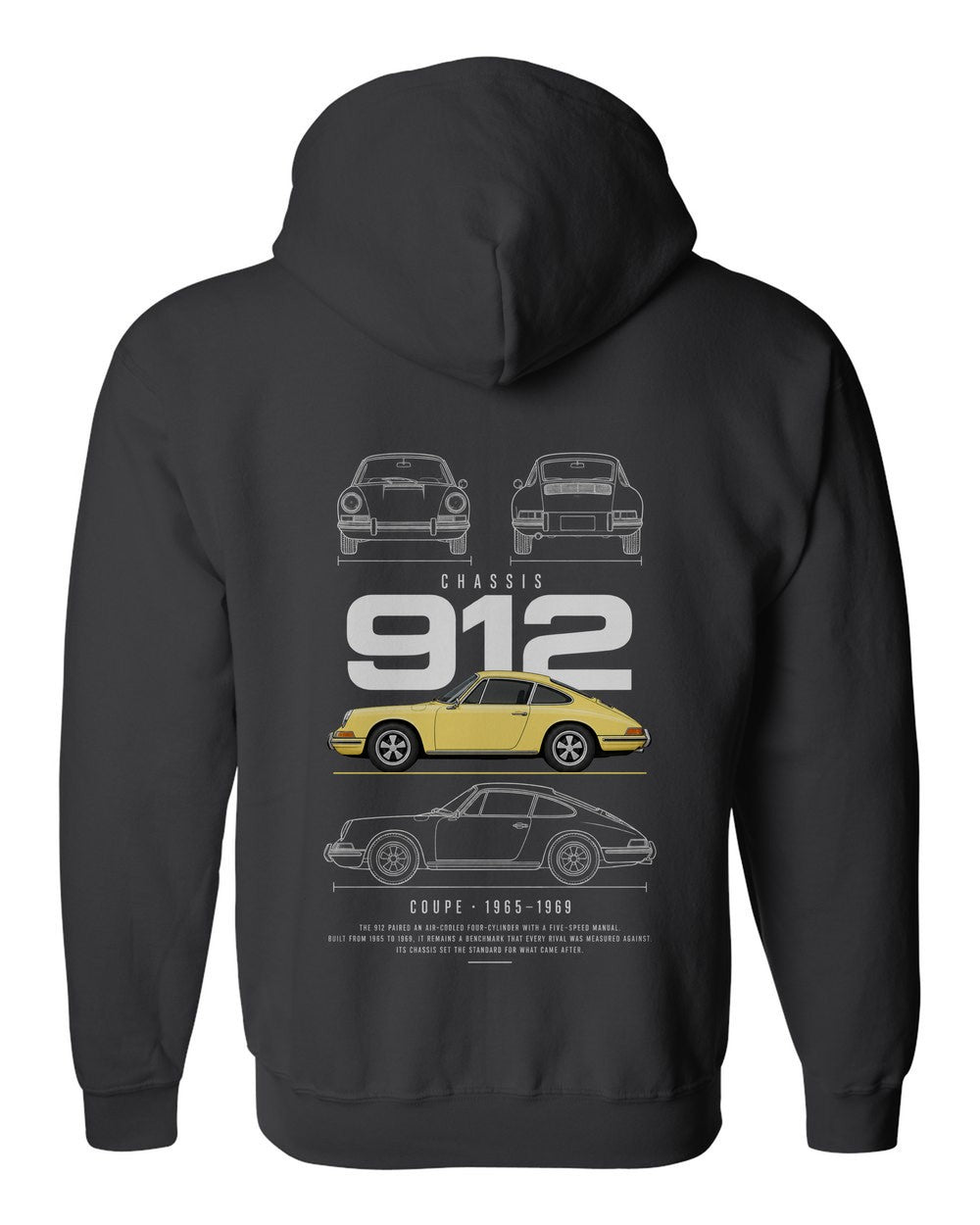 912 full-back artwork black zip hoodie back view with the design